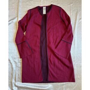 CHICO'S Reversible Cardigan Long Sleeve Sweater Sz 1 Pink‎ Red Maroon Duster